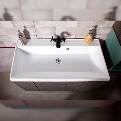 Тумба под умывальник Бриклаер Кристалл 90 (ясень анкор темный/софт графит)