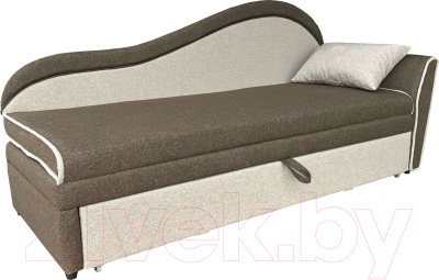 Тахта Анмикс Вика правая (рогожка, коричневый/светло-бежевый) - фото