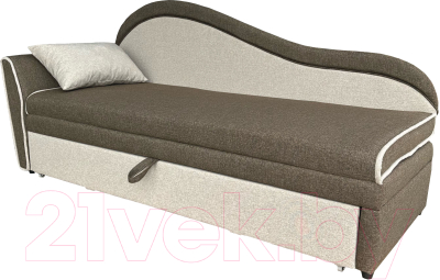 Тахта Анмикс Вика левая (рогожка, коричневый/светло-бежевый) - фото