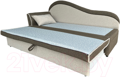 Тахта Анмикс Вика левая (рогожка, коричневый/светло-бежевый)