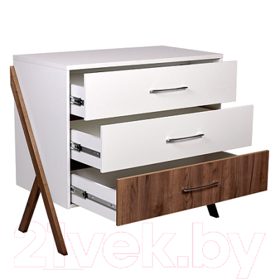 Комод Polini Kids Porto 2200 / 0002572.165 (белый/дуб крафт)