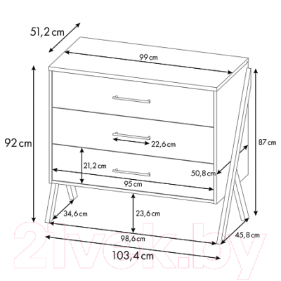 Комод Polini Kids Porto 2200 / 0002572.165 (белый/дуб крафт)