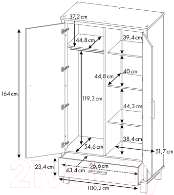 Шкаф Polini Kids Simple 3410 с 1 ящиком / 0002724.9