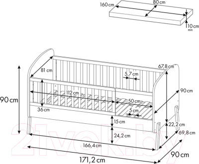 Детская кроватка Polini Kids Mirum 2000 / 0003148-04