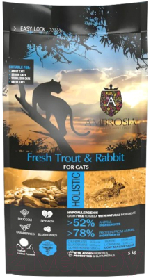Сухой корм для кошек Ambrosia Grain Free для стерилизов., свежая форель и кролик / U/ACTR1.5 (1.5кг) - фото