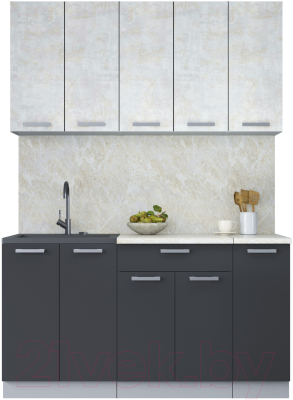 Кухонный гарнитур Интерлиния Мила Лайт 1.5 (бетон лайт/антрацит) - фото