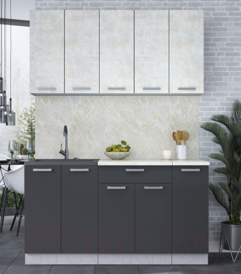 Кухонный гарнитур Интерлиния Мила Лайт 1.5 (бетон лайт/антрацит)