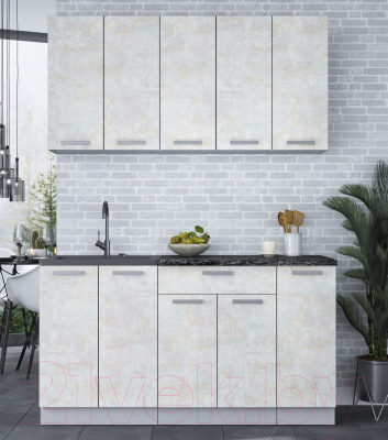 Кухонный гарнитур Интерлиния Мила Лайт 1.5 (бетон лайт/бетон лайт)