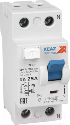 Устройство защитного отключения КЭАЗ OptiDin DМ63-2225-AС-УХЛ4 / 254166 - фото