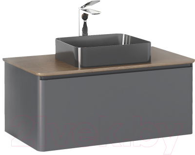 Тумба под умывальник Raval Morelle 100 / Mrl.01.100/P/A-T/RL (подвесная, антрацит/трюфель) - фото