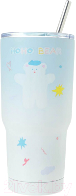 Многоразовый стакан Miniso HoHo Bear Summer Sparkling Ice Series / 5555 - фото