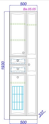 Шкаф-пенал для ванной Aqwella Барселона / Ba.05.05