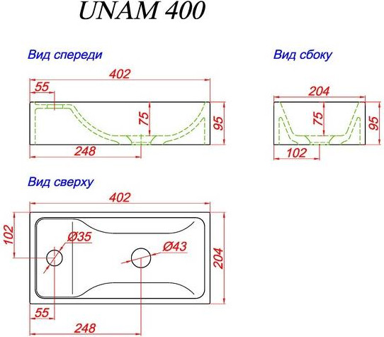 Умывальник Aqwella Unam 40 / T1.04.04D
