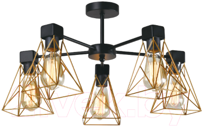 Люстра Евросвет 70107/5 (черный/латунь) - фото