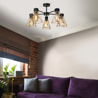 Люстра Евросвет 70107/5 (черный/латунь)