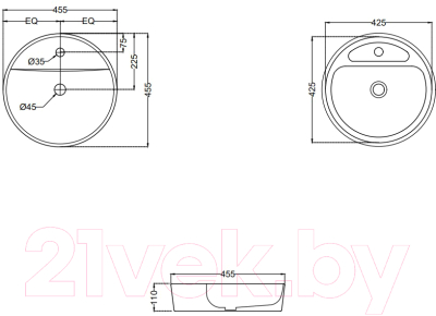 Умывальник Jaquar JDS-WHT-25939