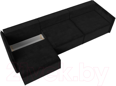Диван Лига Диванов Либерти Лонг (велюр черный)