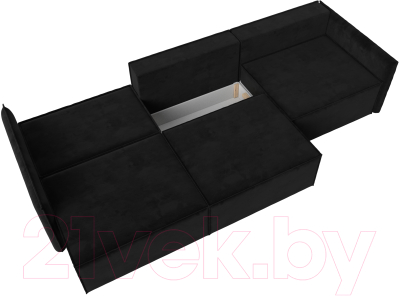 Диван Лига Диванов Либерти Лонг (велюр черный)