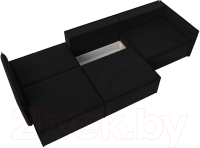 Диван Лига Диванов Либерти Лонг (микровельвет черный)