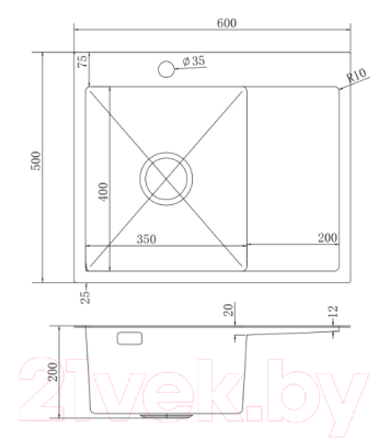 Мойка кухонная Mixline Pro 551875 левый (сатин, с сифоном)