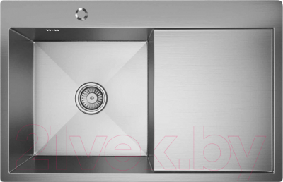 Мойка кухонная Mixline Pro 551877 левый (сатин, с сифоном) - фото