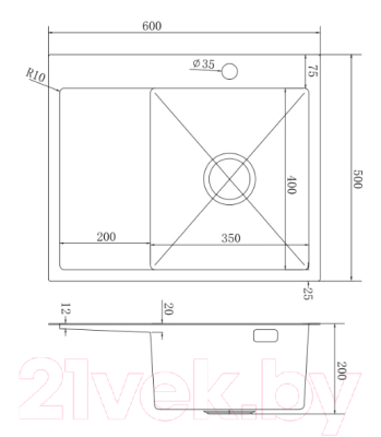 Мойка кухонная Mixline Pro 551876 правый (сатин, с сифоном)