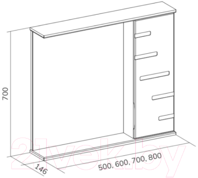 Шкаф с зеркалом для ванной Volna Joli 50 R (белый)