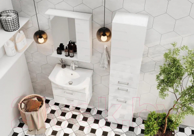 Шкаф с зеркалом для ванной Volna Joli 50 R (белый)