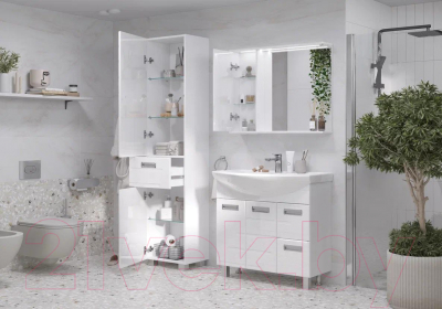 Шкаф с зеркалом для ванной Volna Joli 80 L (белый)