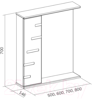 Шкаф с зеркалом для ванной Volna Joli 80 L (белый)