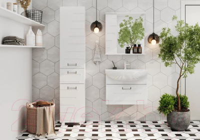 Шкаф с зеркалом для ванной Volna Joli 70 L (белый)