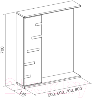 Шкаф с зеркалом для ванной Volna Joli 70 L (белый)