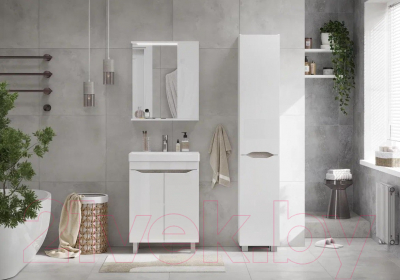 Шкаф с зеркалом для ванной Volna Lake 70 R (белый)