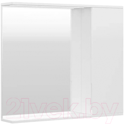 Шкаф с зеркалом для ванной Volna Lake 80 R (белый) - фото