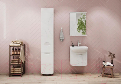 Шкаф с зеркалом для ванной Volna Adel 50 L (белый)