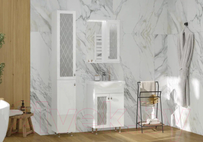 Шкаф с зеркалом для ванной Volna Milena 55 R (белый)