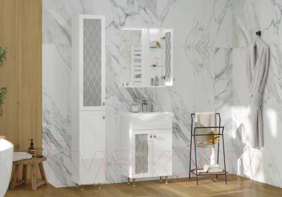 Шкаф с зеркалом для ванной Volna Milena 55 R (белый)