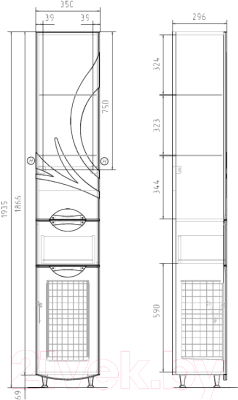 Шкаф-пенал для ванной Volna Adel 35 (c корзиной)