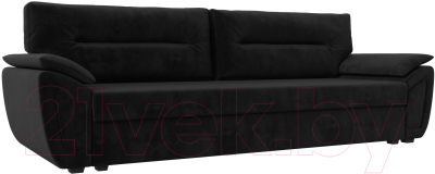 Диван Лига Диванов Нэстор Лайт (велюр черный) - фото