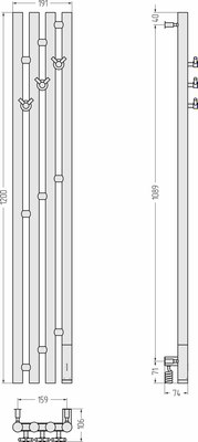 Полотенцесушитель электрический Сунержа Кантата 3.0 120x15.9 / 032-5847-1216