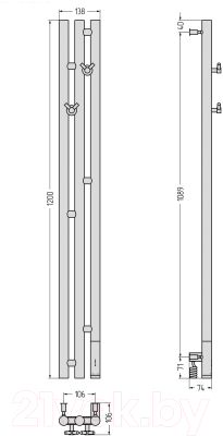 Полотенцесушитель электрический Сунержа Терция 3.0 120x10.6 / 30-5845-1211