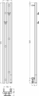 Полотенцесушитель электрический Сунержа Терция 3.0 120x10.6 / 071-5845-1211