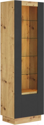 Шкаф с витриной НК Мебель Modo (артизан/черный матовый) - фото