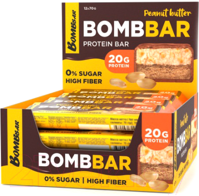 Набор протеиновых батончиков Bombbar Арахисовая паста - фото