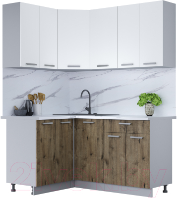 Кухонный гарнитур Интерлиния Мила Лайт 1.2x1.6 (белый платинум/дуб веллингтон) - фото