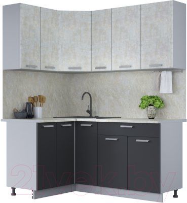 Кухонный гарнитур Интерлиния Мила Лайт 1.2x1.7 (бетон лайт/антрацит) - фото