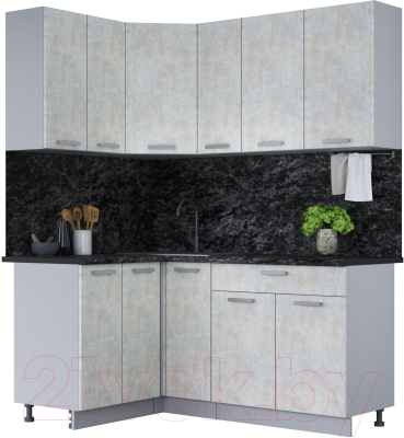 Кухонный гарнитур Интерлиния Мила Лайт 1.2x1.7 (бетон лайт) - фото