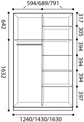 Шкаф-купе Евва 124 BBZ.01 / АЭП ШК.2 03 (бодега/бодега/жемчуг зерно)