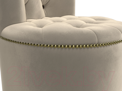 Пуф Лига Диванов Саваж (микровельвет, бежевый/коричневый)