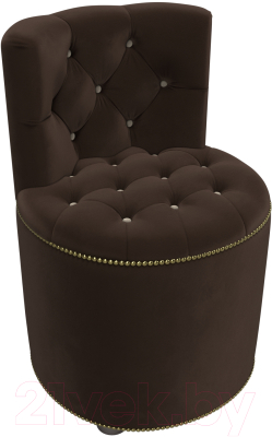 Пуф Лига Диванов Саваж (микровельвет, коричневый/бежевый)